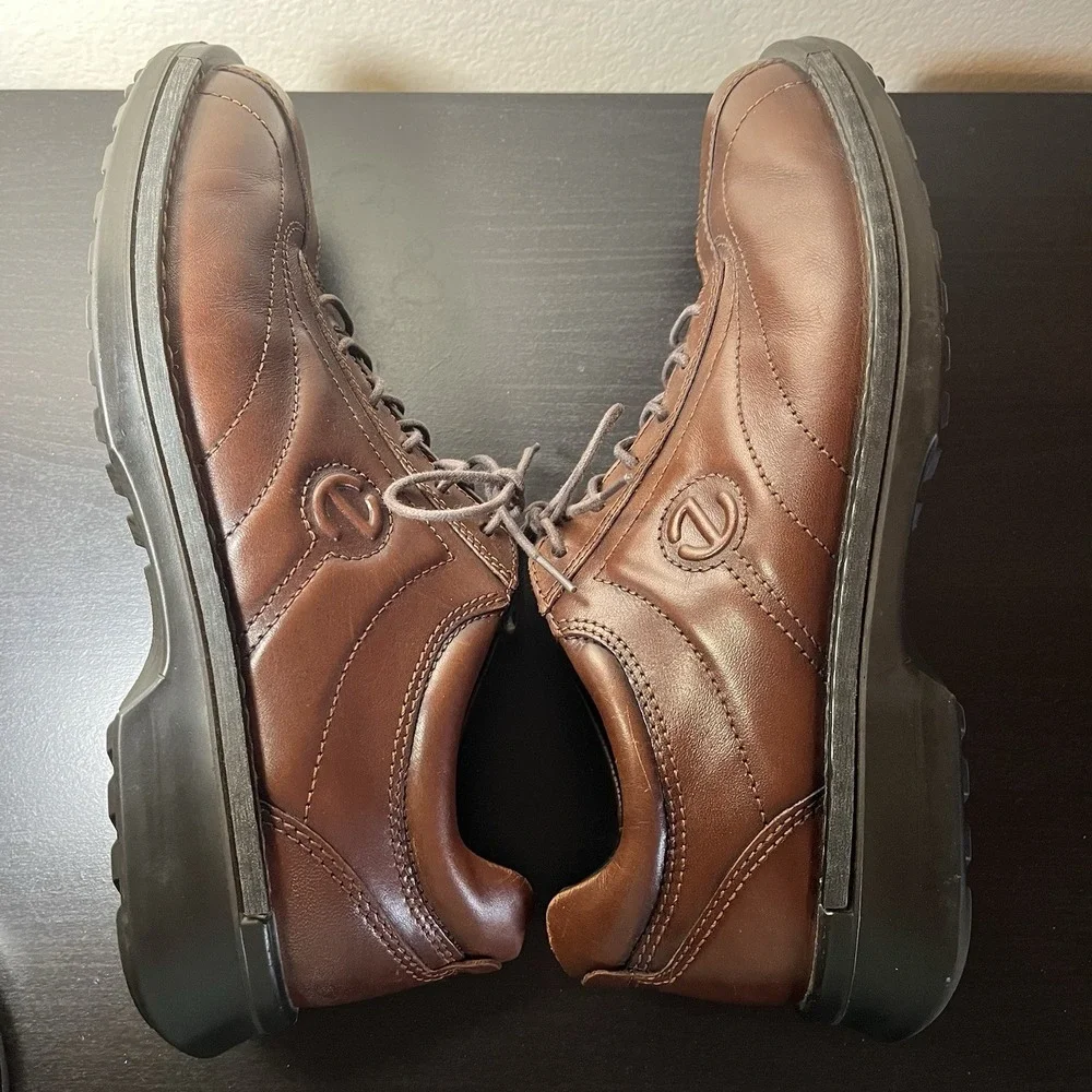 Ecco Mens Neoflexor‎ Oxford  Cognac Lace Up Low Top Bicycle Toe US 9/9.5 EU 43